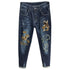 Carp Embroidery Printed Denim Men's Jeans Patch Straight Pants